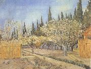 Orchard in Blossom,Bordered by Cypresses (nn04) Vincent Van Gogh